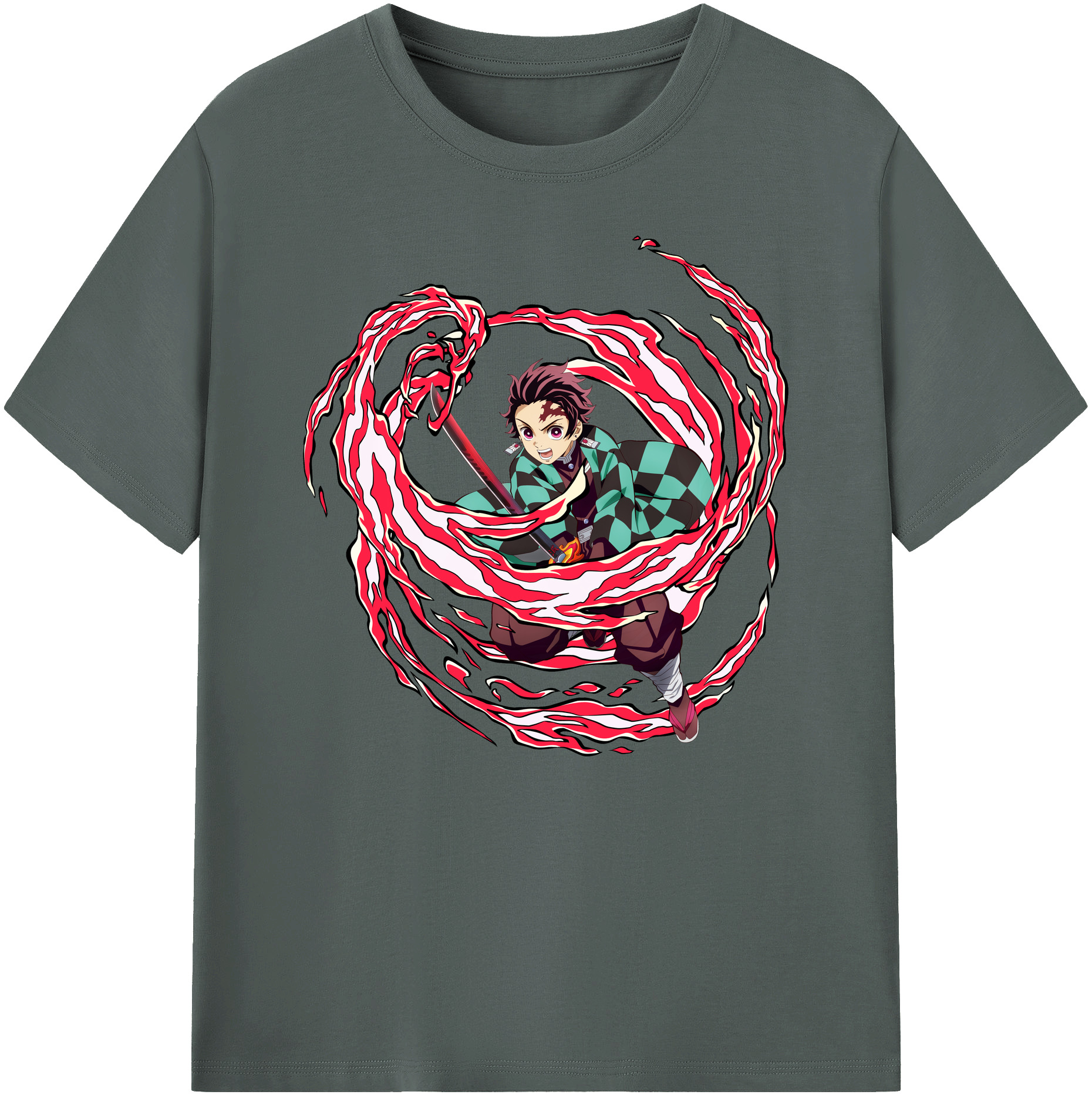 （画像用） 鬼滅の刃 竈門 炭治郎／かまど たんじろう Kamado Tanjirou 綿100％ メンズ半袖Tシャツ｜肌触りやわらか＆通気性